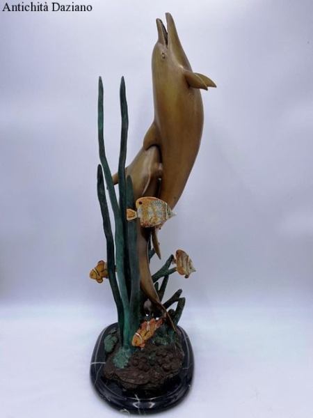 Coppia di delfini in bronzo epoca primi 900